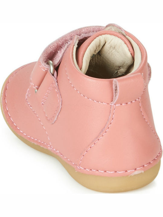Sabio Anatomical Leather Kids Boots with Velcro Pink