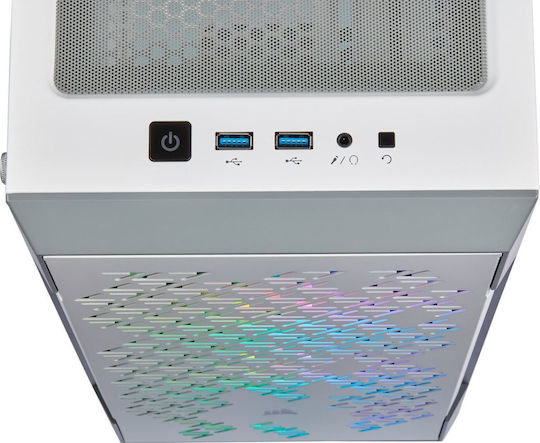 Corsair iCUE 220T RGB Gaming Midi Tower Κουτί Υπολογιστή με Πλαϊνό Παράθυρο Λευκό