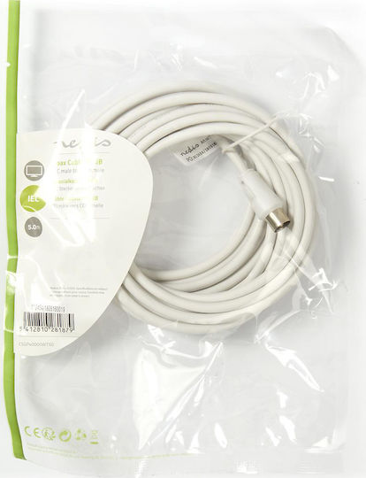 Nedis Antenna Cable Coax male - Coax female White 5m (CSGP40000WT50) 1pcs