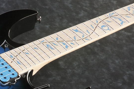 Ibanez JEM77P Elektrische Gitarre Stratocaster mit HSH Tonabnehmerkonfiguration Blue Floral Pattern mit Tasche