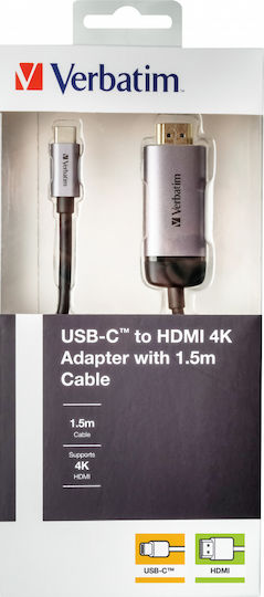 Verbatim Cablu HDMI De Sex Masculin - USB-C De Sex Masculin 1.5m Negru