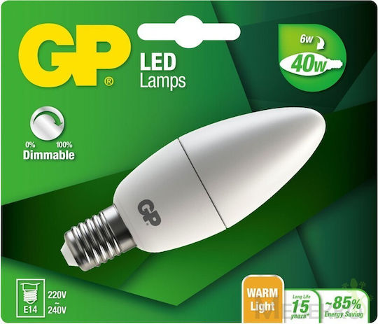 GP Batteries LED Bulb 6W for Socket E14 Warm White 470lm Dimmable