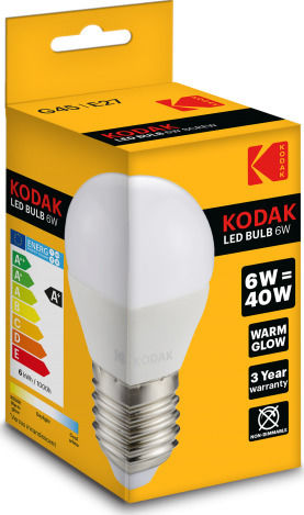 Kodak Λάμπα LED 6W για Ντουί E27 και Σχήμα G45 Θερμό Λευκό 480lm