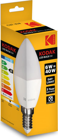 Kodak LED Лампа 6W За Накрайник E14 И Форма C37 Хладно Бяло 480 Лумени