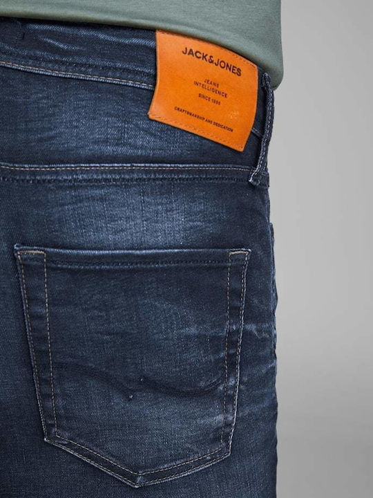 Men's Jeans Pants Elastic with Slim Straight Fit Blue Denim