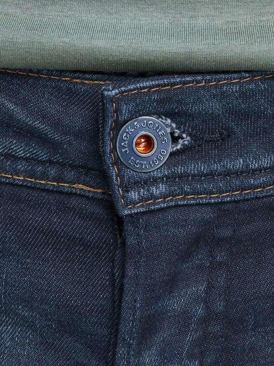 Men's Jeans Pants Elastic with Slim Straight Fit Blue Denim