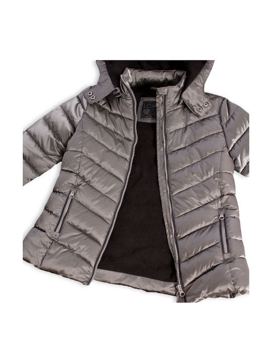 Losan Kids Quilted Jacket Long Hooded Silver