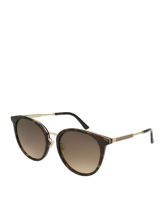 Gucci Women's Sunglasses with Brown Tartaruga Frame and Brown Gradient Lens GG0204SK 002