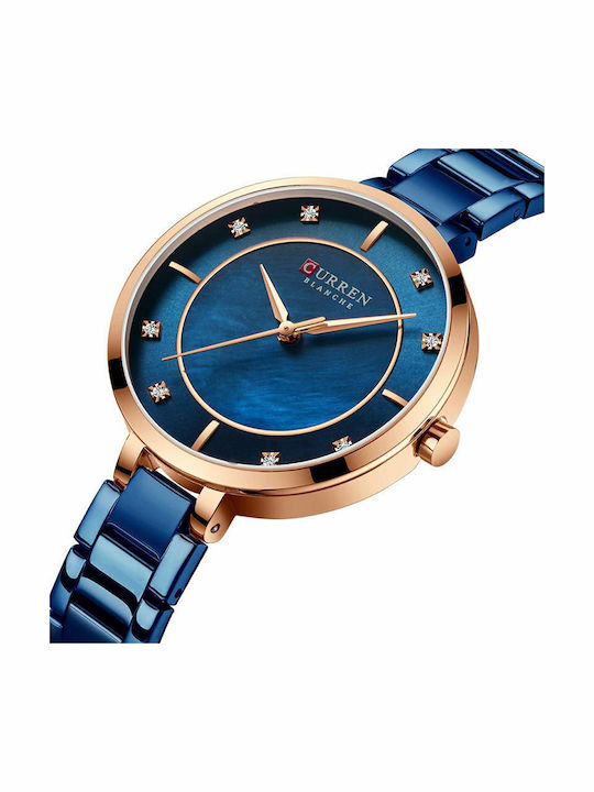 Curren Women's Watch with Blue Metal Bracelet