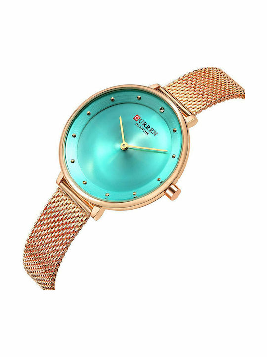 Curren Women's Watch with Pink Gold Metal Bracelet