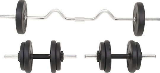 vidaXL Αλτήρες Σετ με Μπάρα Συνολικού Βάρους 30kg