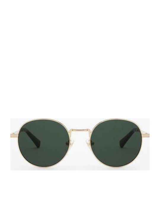 Hawkers Moma Sunglasses with Gold Metal Frame and Green Lens HKRS1061