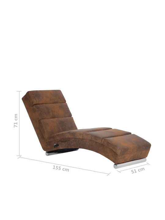 Recliner of Faux Suede Leather Brown L155xW51xH71cm