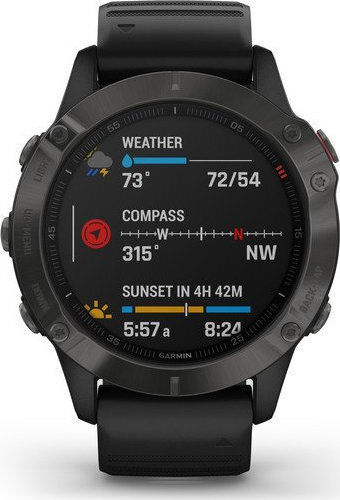 Garmin Fenix 6 Sapphire Stainless Steel 47mm Smartwatch with Heart Rate Monitor (Carbon Grey DLC with Black Band)