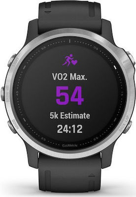 Garmin Fenix 6S 42mm Smartwatch mit Pulsmesser (Silver with Black Band)