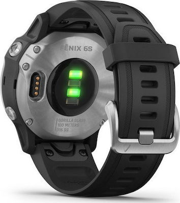 Garmin Fenix 6S 42mm Smartwatch mit Pulsmesser (Silver with Black Band)