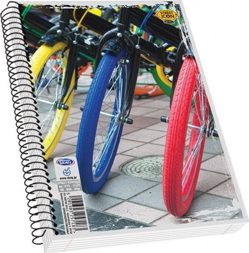 Skag Spiral Notebook Ruled B5 90 Sheets 4 Subjects Street Icons 1pcs (Μiscellaneous Designs/Colors)