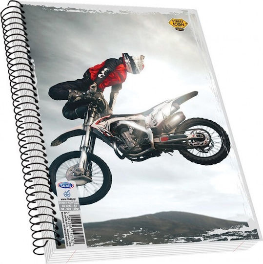 Skag Spiral Notebook Ruled B5 90 Sheets 4 Subjects Street Icons 1pcs (Μiscellaneous Designs/Colors)