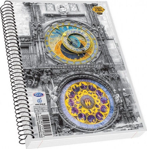 Skag Spiral Notebook Ruled B5 90 Sheets 4 Subjects Street Icons 1pcs (Μiscellaneous Designs/Colors)