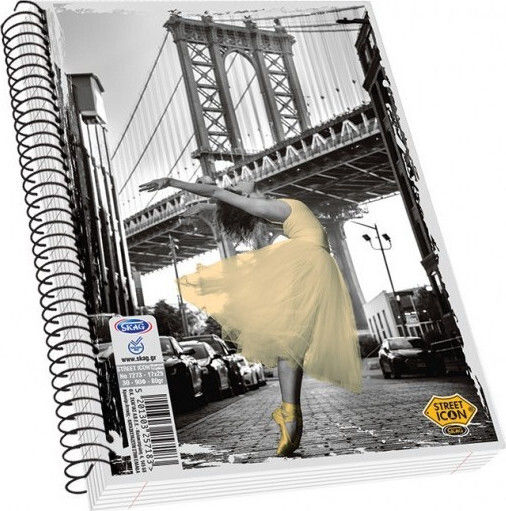 Skag Spiral Notebook Ruled B5 90 Sheets 4 Subjects Street Icons 1pcs (Μiscellaneous Designs/Colors)