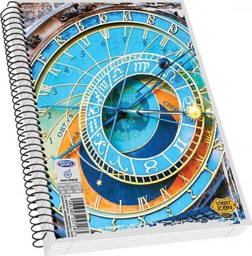 Skag Spiral Notebook Ruled B5 90 Sheets 4 Subjects Street Icons 1pcs (Μiscellaneous Designs/Colors)