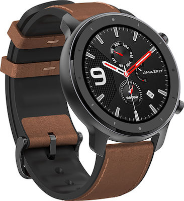 Amazfit GTR Aluminium 47mm Αδιάβροχο Smartwatch με Παλμογράφο (Καφέ)