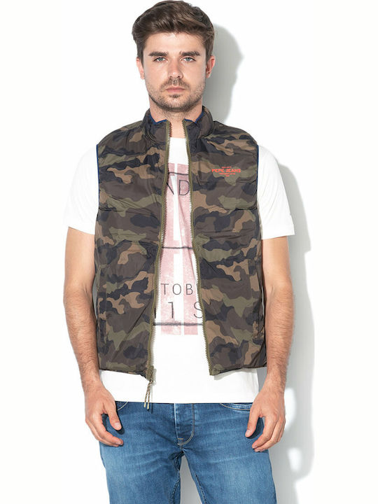 Pepe Jeans Joseph Men's Sleeveless Puffer Jacket Khaki