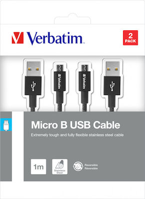 Verbatim Geflochten USB 2.0 auf Micro-USB-Kabel Schwarz 1m (48874) 1Stück