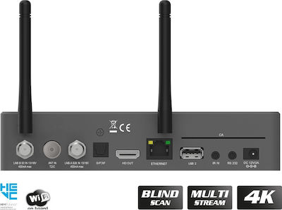 Edision Δορυφορικός Αποκωδικοποιητής OS MIO+ 4K UHD DVB-C / DVB-S2 / DVB-S2X / DVB-T2 με Λειτουργία Εγγραφής PVR και Ενσωματωμένο Wi-Fi σε Γκρι Χρώμα