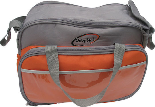 Bebe Stars Shoulder/Hand Diaper Bag Orange - Grey