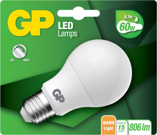 GP Batteries Λάμπα LED 8.7W για Ντουί E27 Θερμό Λευκό 806lm Dimmable