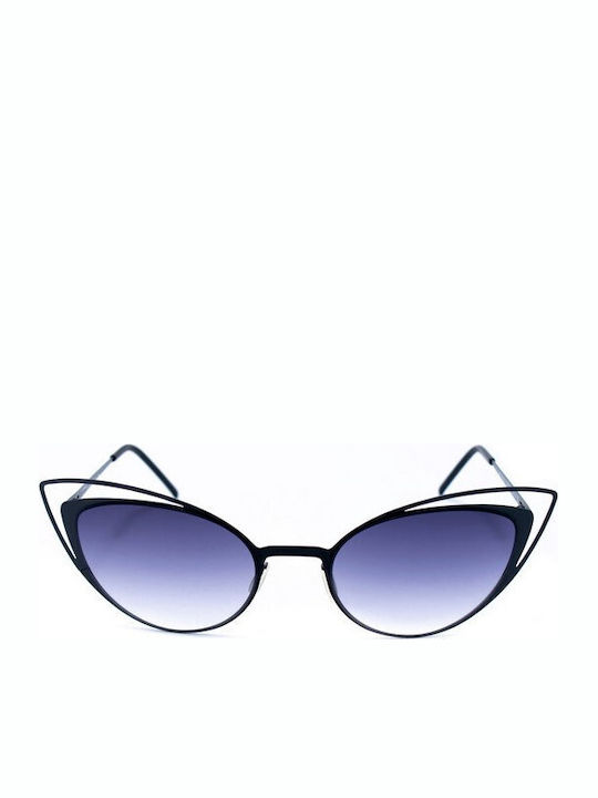 Italia Independent I-Thin Metal Women's Sunglasses with Black Metal Frame and Light Blue Lens 0218.009.071