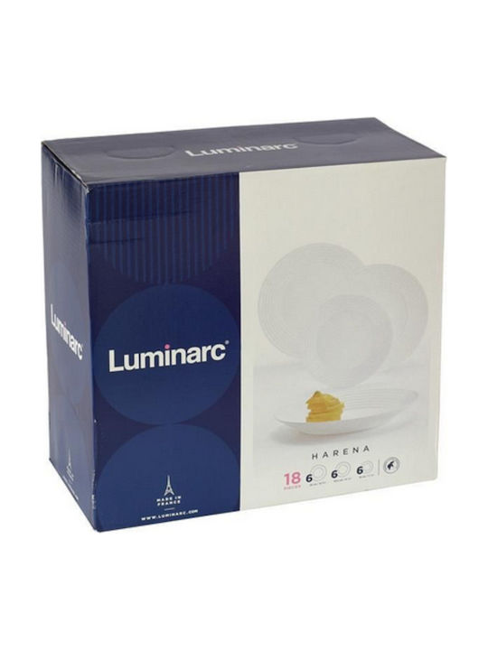 Luminarc Harena White Porcelain Dinnerware Set 18pcs