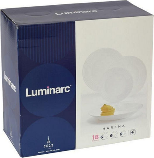Luminarc Harena White Porcelain Dinnerware Set 18pcs