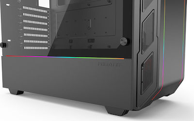 Phanteks Eclipse P350X Jocuri Turnul Midi Cutie de calculator cu fereastră laterală și iluminare RGB Negru