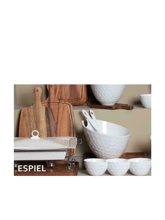 Espiel Salad Bowl with Salad Spoons Porcelain Λευκή 20x20x17cm 3pcs