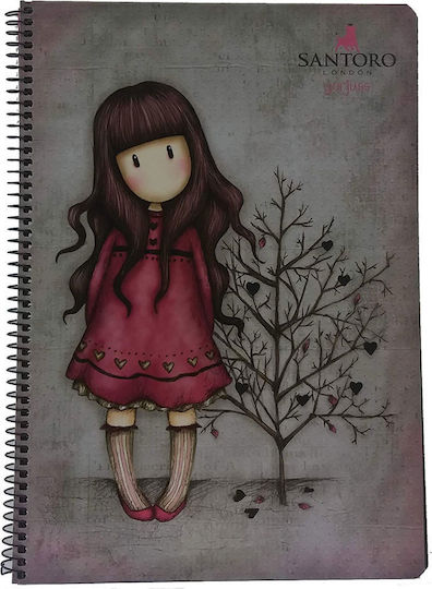 Santoro Spiral Notebook Ruled A4 60 Sheets 2 Subjects Gorjuss 1pcs (Μiscellaneous Designs/Colors)