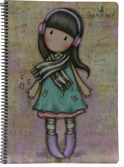 Santoro Spiral Notebook Ruled A4 90 Sheets 3 Subjects Gorjuss 1pcs (Μiscellaneous Designs/Colors)