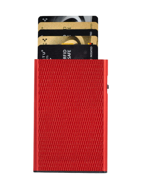 Tru Virtu Click & Slide Men's Leather Card Wallet with RFID και Slide Mechanism Red