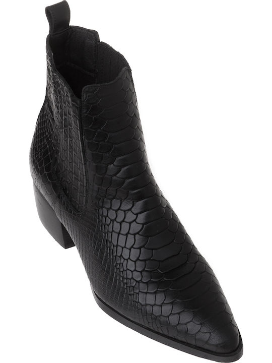 Leder Damen Chelsea Stiefeletten Schwarz