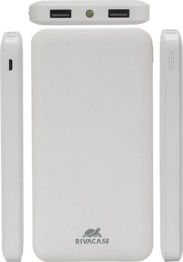Rivacase VA2010 Power Bank 10000mAh με 2 Θύρες USB-A Λευκό