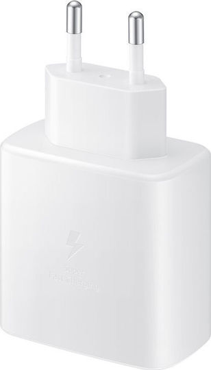 Samsung Φορτιστής με Θύρα USB-C και Καλώδιο USB-C - USB-C 45W Λευκός (EP-TA845)