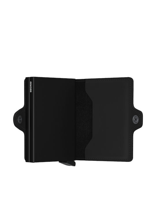 Twinwallet Matte Δερμάτινο Ανδρικό Πορτοφόλι Καρτών με RFID και Μηχανισμό Slide Μαύρο