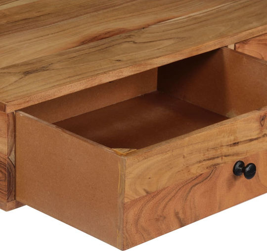 Бюро от Масивно Дърво Черен / Естествено с Метални Крака 90x40x170см