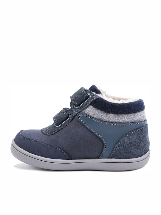 Παιδικά Sneakers High Ανατομικά με Σκρατς Navy Μπλε