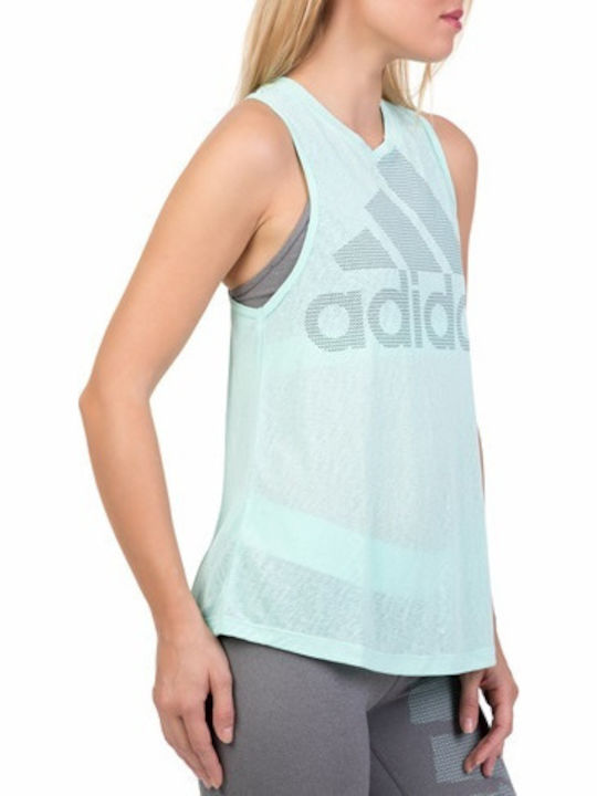 Adidas Magic Tank Logo Women's Athletic Blouse Sleeveless Turquoise