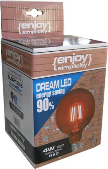 Elvhx DreamLED LED Bulb 4W 125mm for Socket E27 and Shape G125 Red 360lm