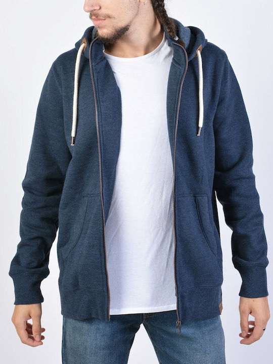 Body Action Men's Cardigan with Hood & Pockets Navy