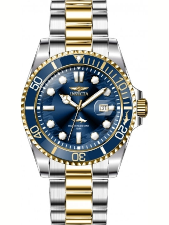 Invicta Pro Diver Ανδρικό Ρολόι 43mm Μπαταρίας με Μεταλλικό Μπρασελέ Blue / Silver