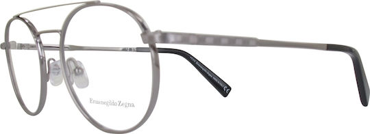 Zegna Men's Metal Prescription Eyeglass Frame Silver EZ5118 014
